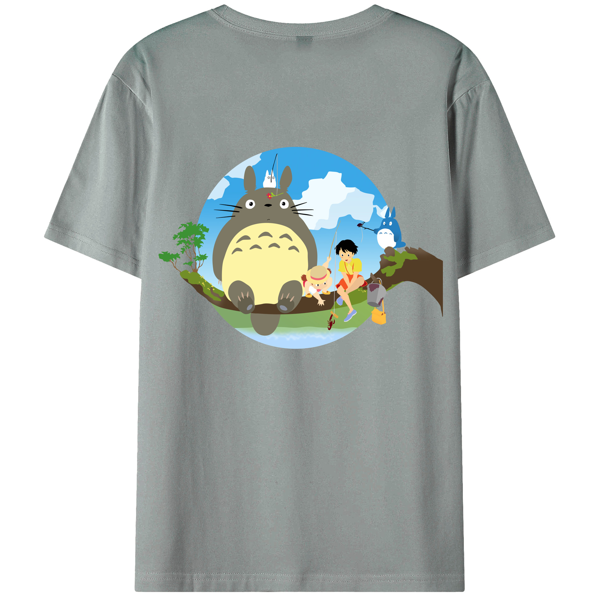 （画像用） となりのトトロ 草壁メイ 草壁サツキ My Neighbor Totoro Satsuki Kusakabe Mei Kusakabe 綿100％ メンズ半袖Tシャツ（バックプリント） 通気性